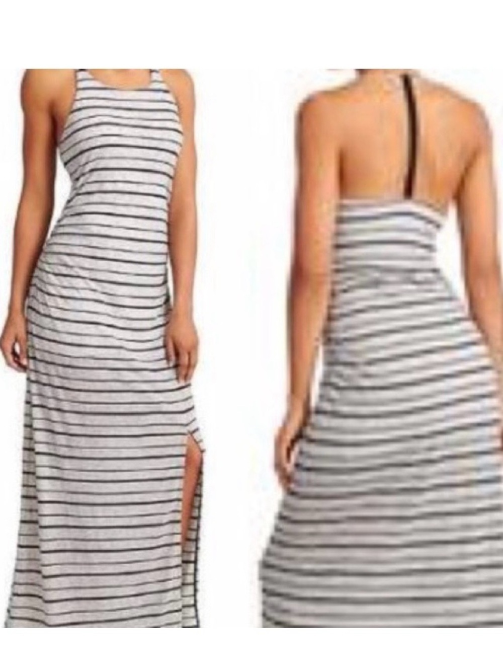 Athleta stripe Serenity maxi dress women’s size XS  sporty beach grey black